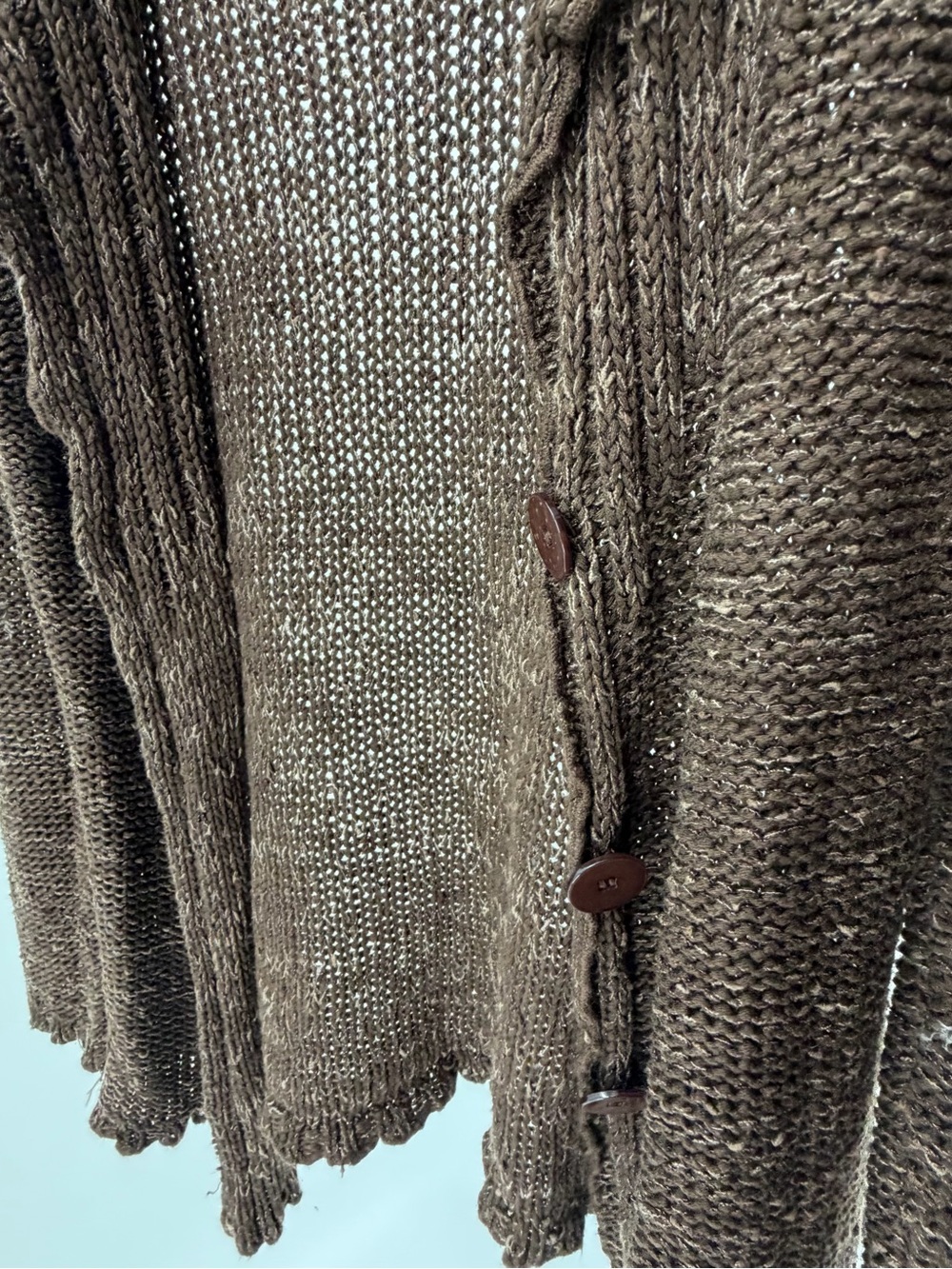Vintage BCBGMaxAzria Brown Open-Knit Button-Front‎ Cardigan - Picture 4 of 8